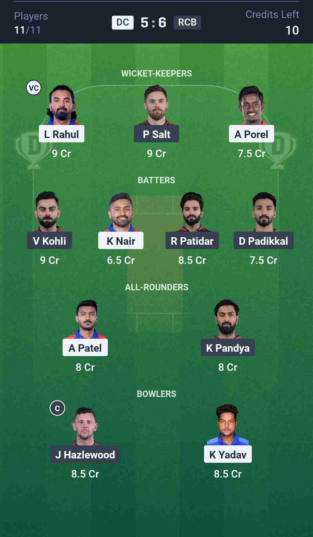 Fantasy Team Screenshot